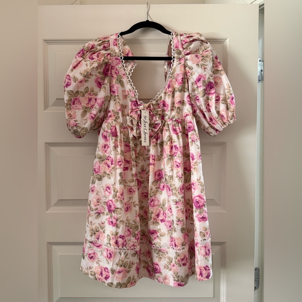 For Love And Lemons Milani Mini Dress in White Multi - Picture 2 of 4